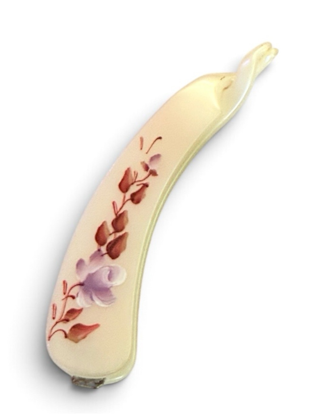 1970’s Vintage Mini Floral French Banana Clip in Cream, 4” Long,Unworn Deadstock